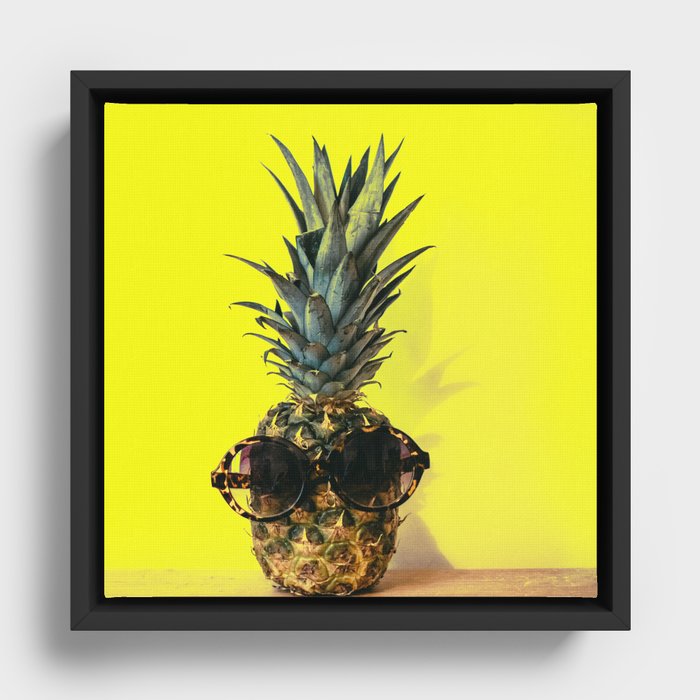 Pineapple Glasses Framed Canvas