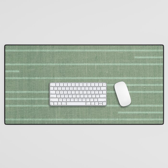 Minimal Green Stripes Desk Mat