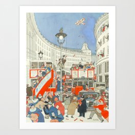 William Heath Robinson - “The Spirit of Christmas in Regent Street” (1928) Art Print | Graphite, Robinson, Ink Pen, Ofchristmas, Williamheath, Digital, Drawing 