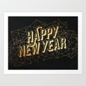 Happy New Year - Black Art Print by Caitlin Workman | Society6