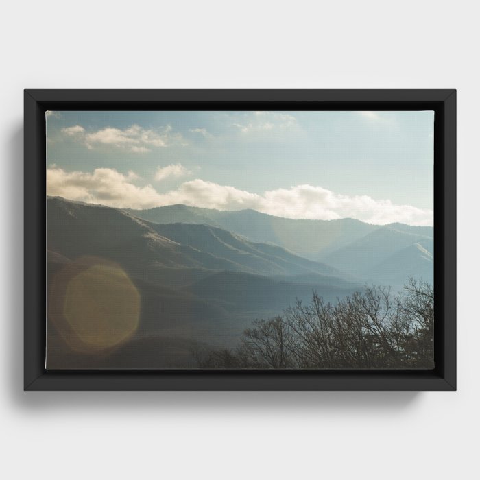 Smokey Mountains with Snow Framed Canvas