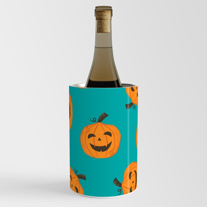Spooky Pumpkin Halloween Pattern Wine Chiller