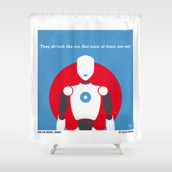 No275 My I ROBOT minimal movie poster Shower Curtain