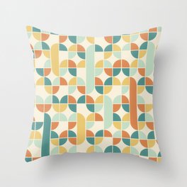 Mid Century Modern Geometric Pattern 1950s Colors Throw Pillow