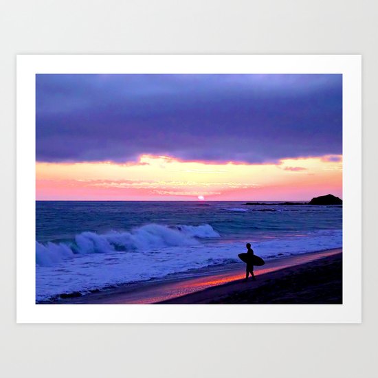 Sunset Skimboarder Art Print