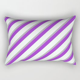 [ Thumbnail: Dark Gray, Dark Orchid, and Mint Cream Colored Lined/Striped Pattern Rectangular Pillow ]