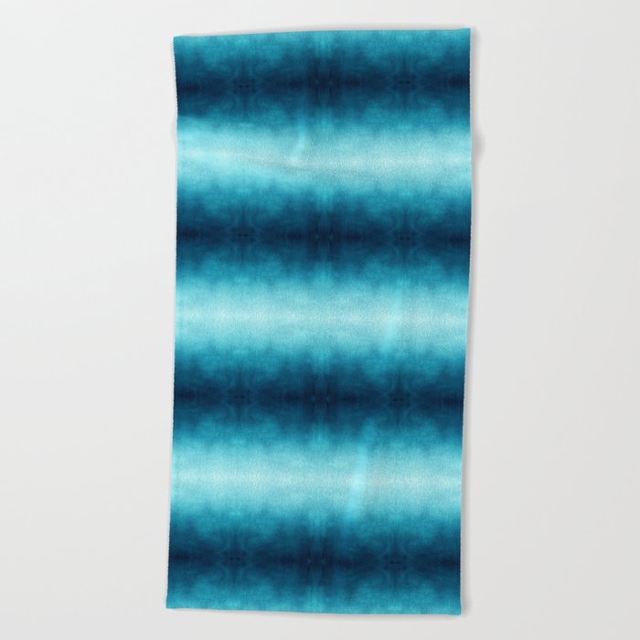 Watercolor Ocean Caribbean Blue Ombré Shibori Beach Towel