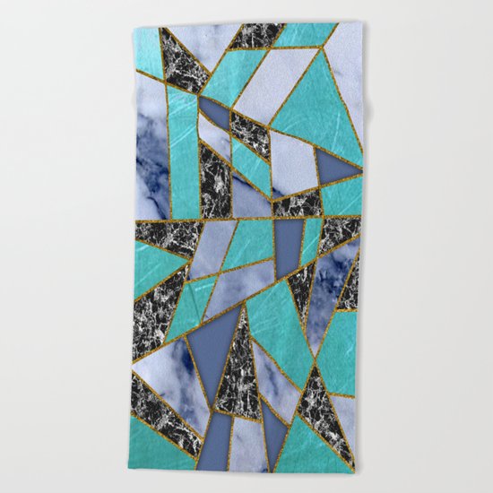 Abstract #457 Marble Shards Beach Towel