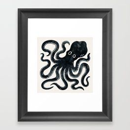 Minoan Octopus - Black Ink Framed Art Print