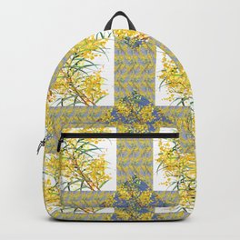 Golden Wattle patchwork Backpack | Nature, Yellow, Leaves, Summer, Goldenwattle, Patchwork, Ornament, Drawing, Tree, Branch 