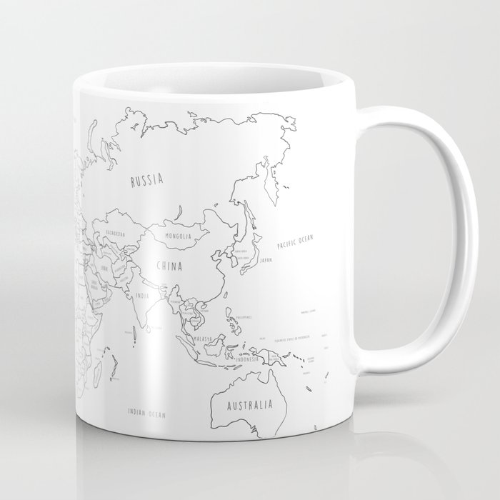 World Map minimal sketchy black and white Coffee Mug