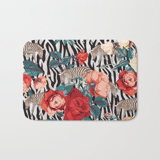 Pattern flowers-animals Bath Mat