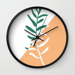 Modern minimal style olive tree branch illustration  Wall Clock