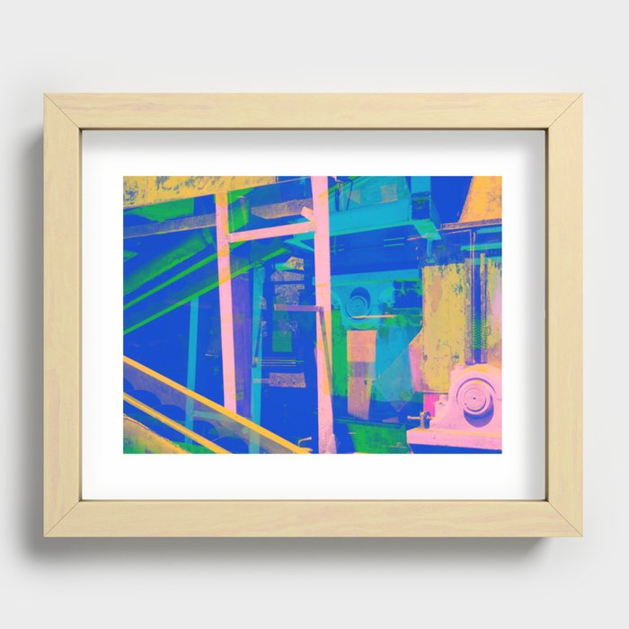 Industrial Abstract Blue 2 Recessed Framed Print
