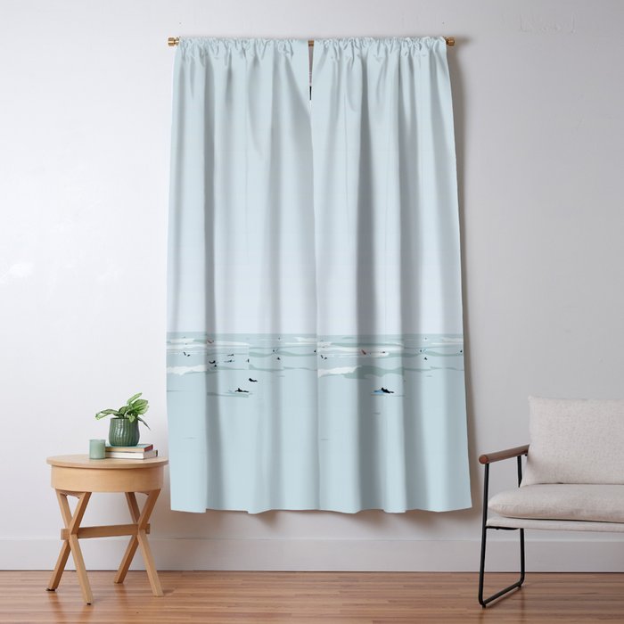 Tiny Surfers In Lima Illustrated Blackout Curtain By