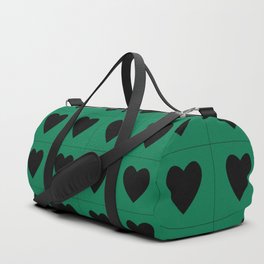 Teal black hearts pattern Duffle Bag