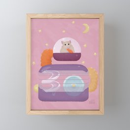 Cute Hamster in Space Cage Framed Mini Art Print