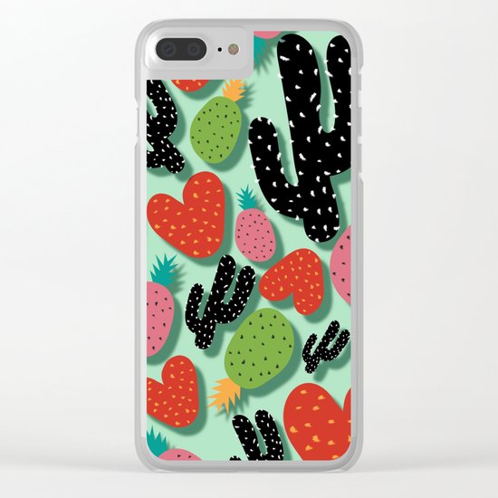 Cactus Love and Pineapples Clear iPhone Case