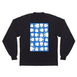 Mid Century Modern Abstract Pattern Blue 2 Long Sleeve T-shirt