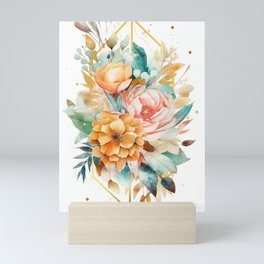 Modern Watercolor Flower Bouquet Mini Art Print