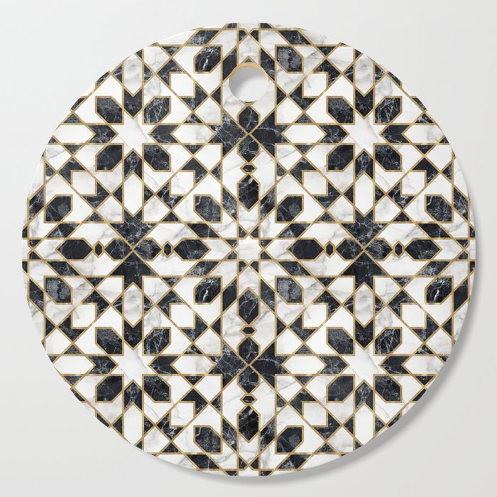 Black and white marble Moroccan mosaic Cutting Board