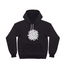 White flowers and dots pattern on black background Hoody