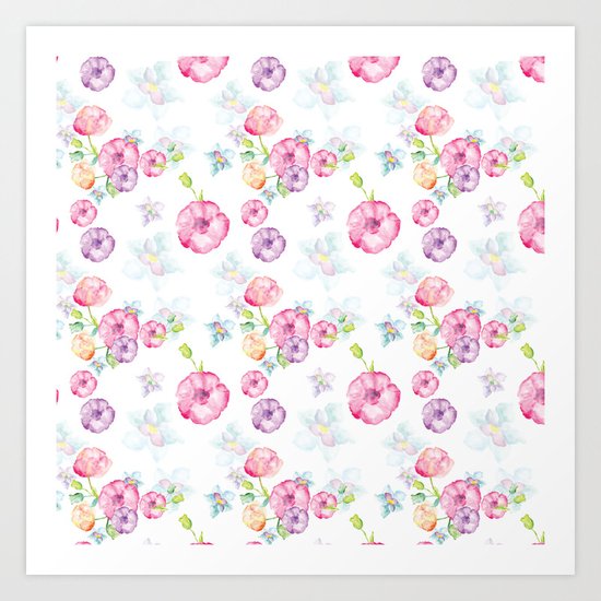 Delicate Floral Pattern 01 Art Print