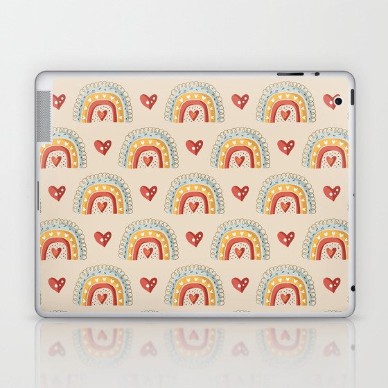 Boho Rainbow Doodle Pattern Laptop & iPad Skin