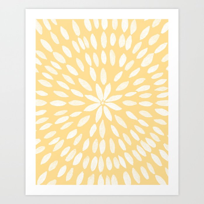 Mandala Flower #5 #yellow #drawing #decor #art #society6 Art Print