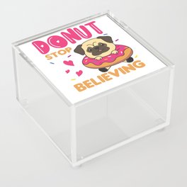 Cute Pug Funny Animals In Donut Pink Acrylic Box