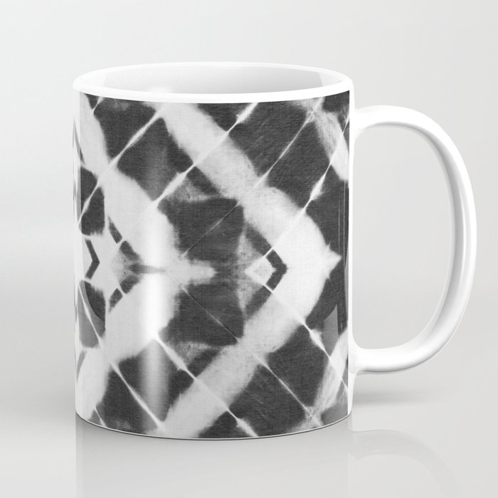 Shibori style black and white diagonal striped tile Coffee Mug