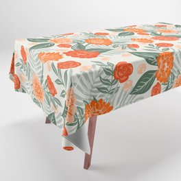 Floral wandering - retro flower bouquet - off-white and orange Tablecloth