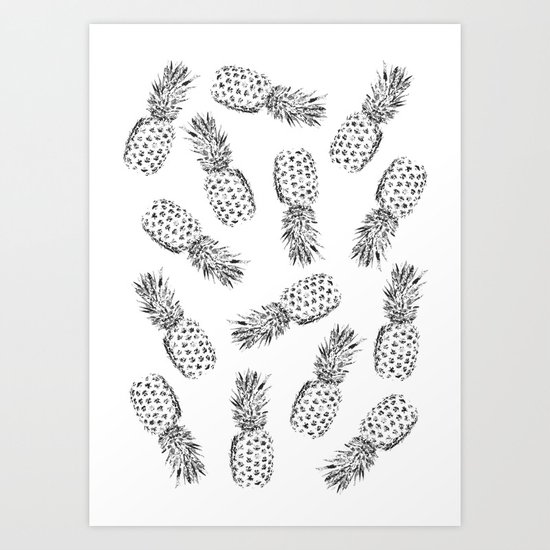 Pineapples Black and White Art Print