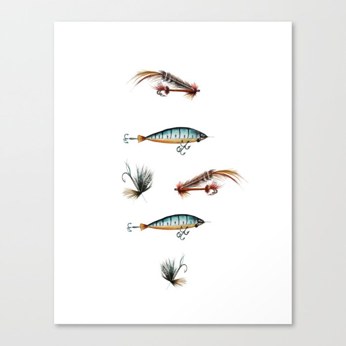 Vintage fishing lures -watercolor Canvas Print by craftberrybush