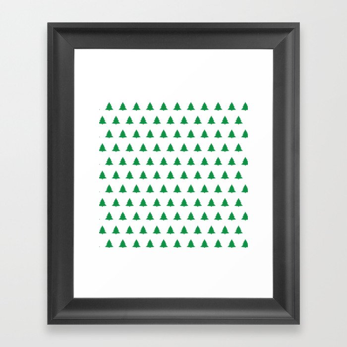 Green christmas trees Pattern Framed Art Print
