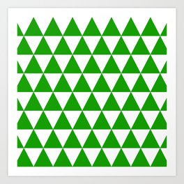 Triangle Texture (Green & White) Art Print
