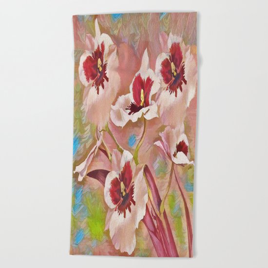 Painted Orchids Beach Towel
