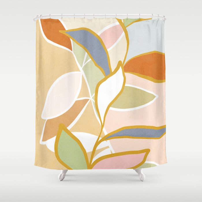Closer to Nature Nº1 - Pastel line-art Shower Curtain