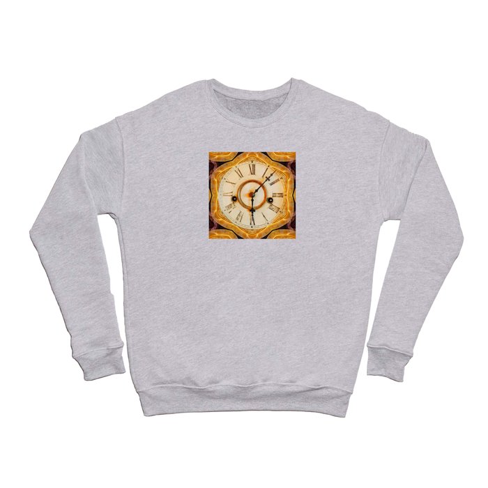 Traditional antique clock face with Roman numerals shown in an ornate brass gilded frame  Crewneck Sweatshirt