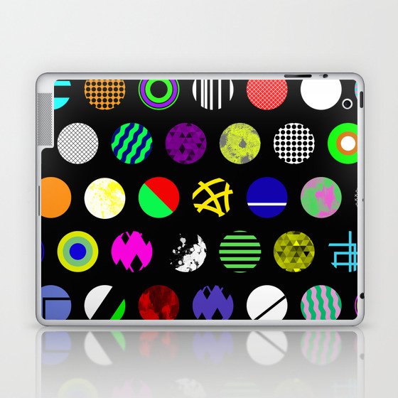 Eclectic Circles - Abstract collage of random, colourful, bold, eclectic circles Laptop & iPad Skin