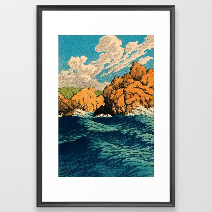 Kawase Hasui  -  Crashing Waves Framed Art Print