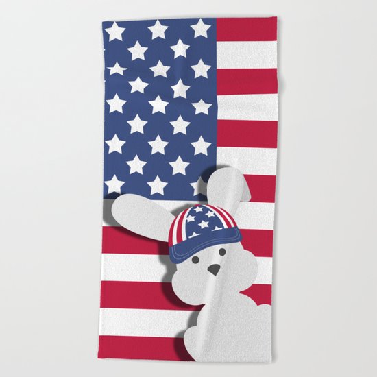 INDEPENDENCE DAY BUNNY Beach Towel