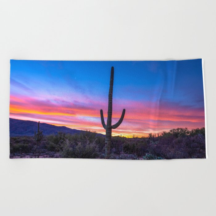 Old West - Saguaro Cactus at Sunrise in Sonoran Desert near Tucson Arizona Beach Towel
