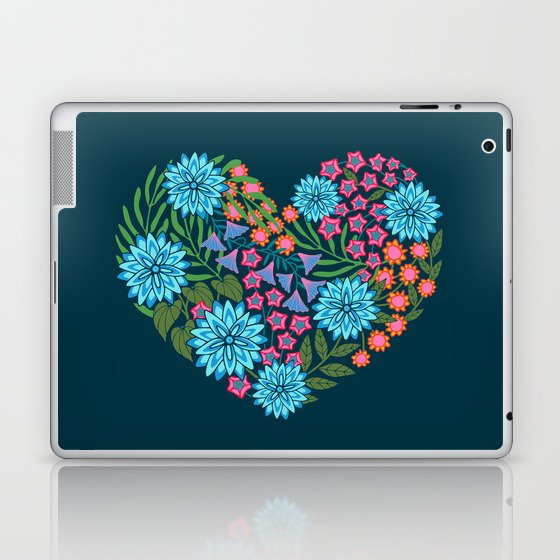 FLOWERED HEART Floral Love Laptop & iPad Skin