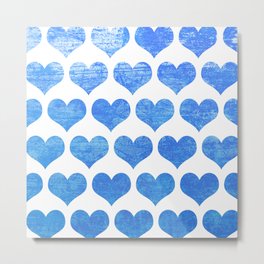 Raining Blue Hearts Metal Print