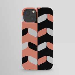 Vintage Diagonal Rectangles Black White Peach iPhone Case