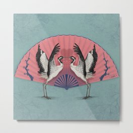 ABANICO Metal Print | Curated, Birds, Digital, Painting, Grulla, Illustration, Japan, Crane 