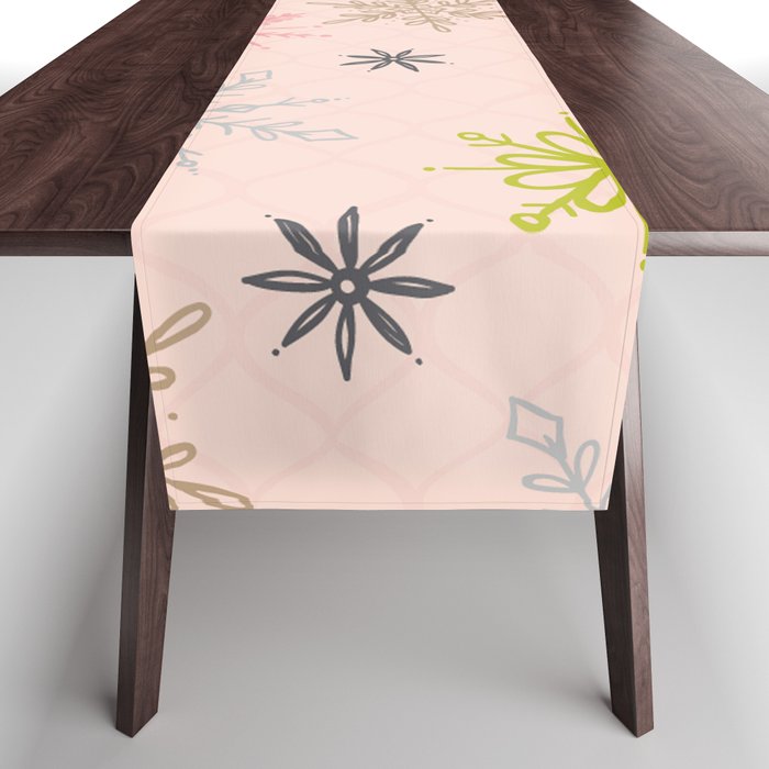 Pink Colorful Snow Table Runner