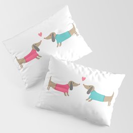 Cute dog lovers in love with heart Pillow Sham