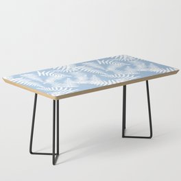 Pale Blue And White Fern Leaf Pattern Coffee Table